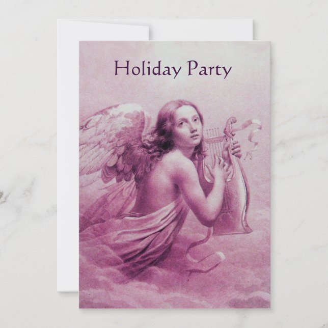 CONVITE ANJO TOCANDO LIRA SOBRE AS NUVENS (Frente)