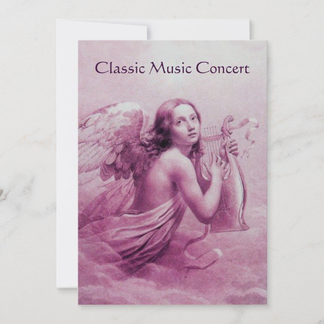 Convite ANJO TOCANDO LIRA SOBRE AS NUVENS,champagne (Frente)