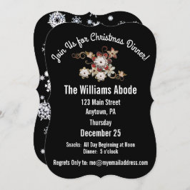 Convite Anjos, Joias e Flores Estimulantes Preto Clássico