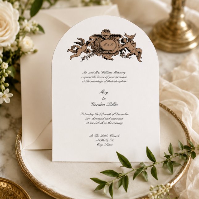 Convite Anjos ou Querubins Barroco Rococó Cartela Casament (Criador carregado)