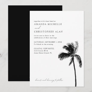Convite Anna Maria Island Weding Florida Black & White