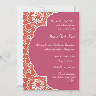 Convite AnnaLiese Damask - Tangerine n Watermelon Invite