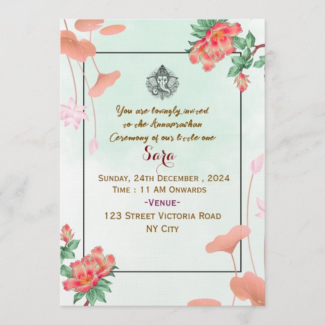 Convite Annaprashan Ceremony Invitations  (Frente)