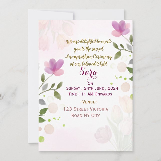Convite Annaprashan Ceremony Invitations  (Frente)