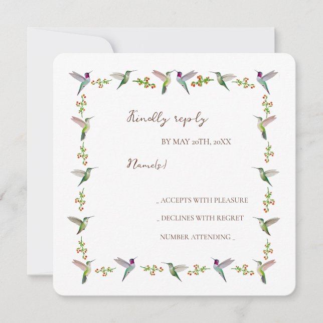 Convite Anna's Hummingbird RSVP (Frente)