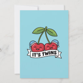 Convite Annonce Jumeaux Garçons It's Twins Cerises Bonnets