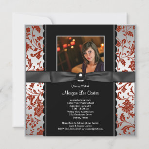 Convite Announcem, Graduação de Fotos Vermelha e Preta