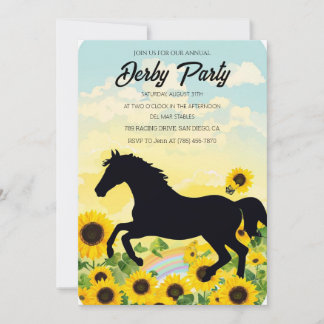 Convite Annual Derby Party Invitation with Sunflowers and 