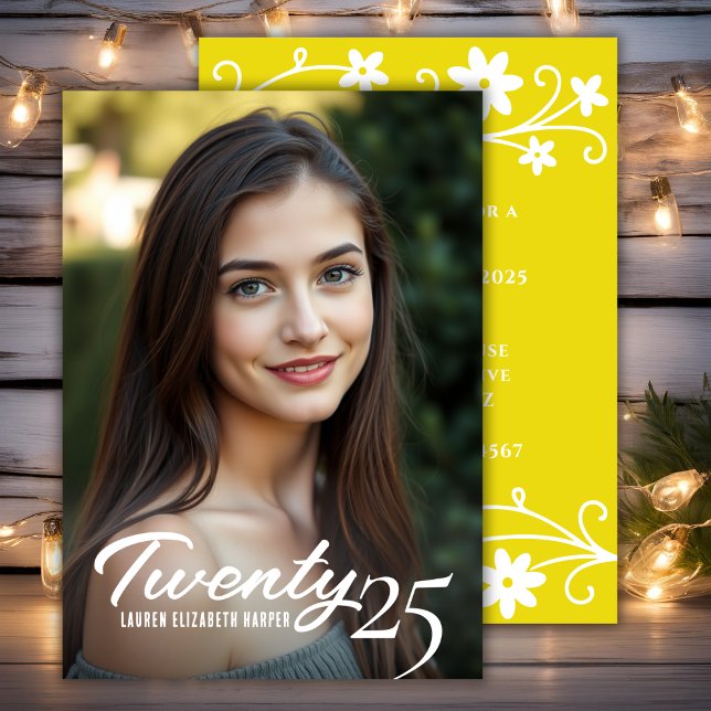 Convite Ano De Graduação E Festa de formatura Amarela Foto (Graduation Year And Photo Yellow Graduation Party Invitation)