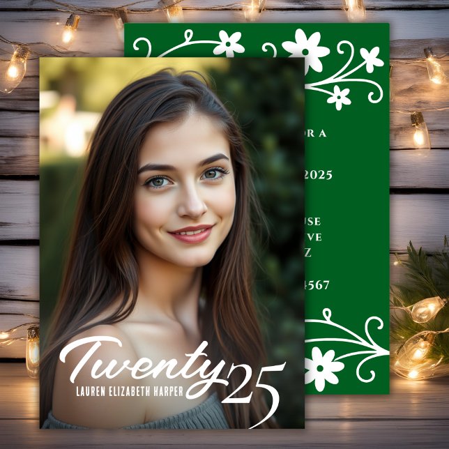 Convite Ano De Graduação E Festa de formatura Verde Fotogr (Graduation Year And Photo Green Graduation Party Invitation)