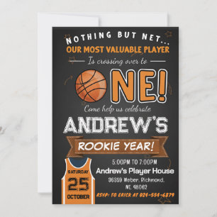 Convite Ano de Novato Basquete de Primeiro Aniversário Pes