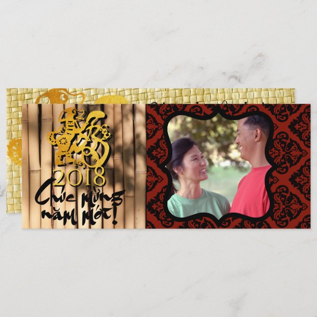 Convite Ano do Cachorro 2018 Foto saudação em vietnamita I (Frente/Verso)