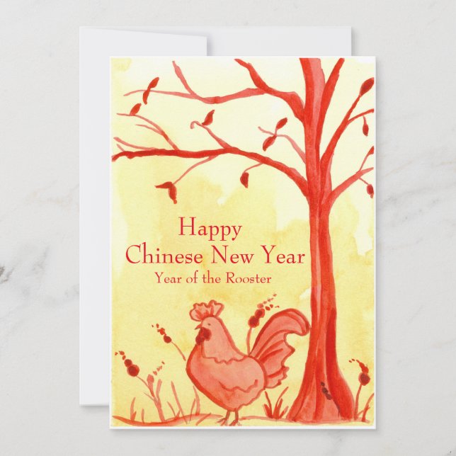 Convite Ano do Festa de Ano Novo Chinês do Galo (Frente)