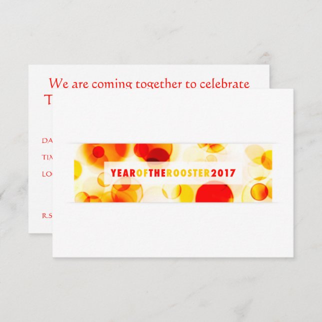 Convite ano do galo de 2017 (bokeh) (Frente/Verso)