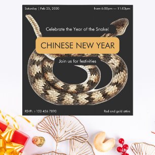 Convite Ano Elegante do Ano Novo Chinês Cobra