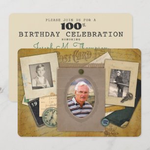 Convite Ano masculino antigo do costume de 3 fotos da