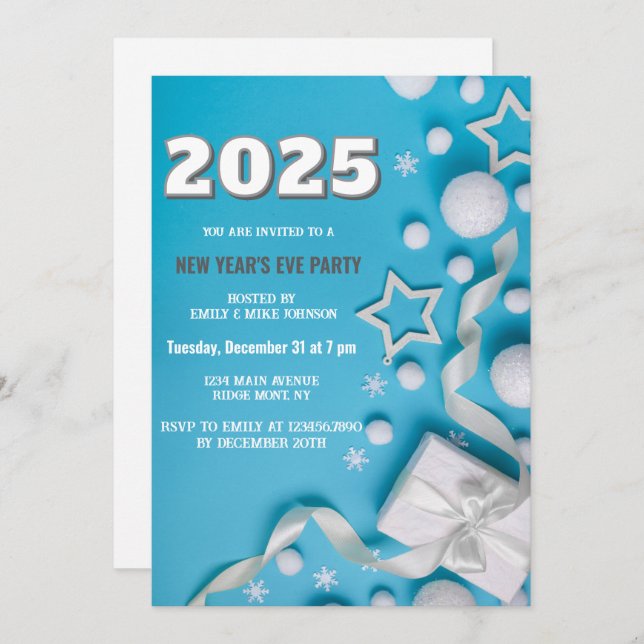 Convite Ano Novo - Ano do Ano Novo - Céu Azul 2025 (Frente/Verso)