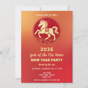 Convite Ano Novo Chinês 2026 Festa do Ano Novo do Cavalo