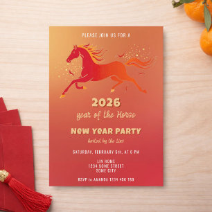 Convite Ano Novo Chinês 2026 Festa do Ano Novo do Cavalo