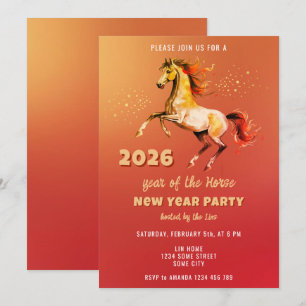 Convite Ano Novo Chinês 2026 Festa do Ano Novo do Cavalo