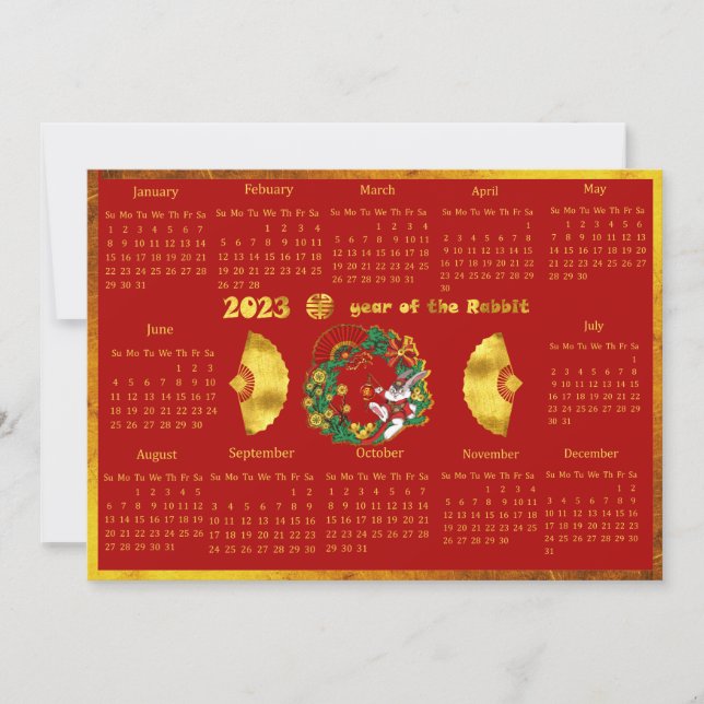 Convite Ano Novo Chinês do Calendário do Coelho 2023 (Frente)