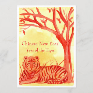 Convite Ano novo chinês do partido do vermelho do gato de