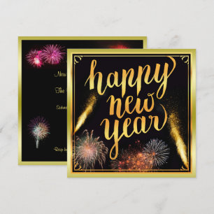 Convite Ano Novo do Feliz ano novo e do Fireworks