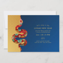 Ano Novo Lunar De 2025 Do Cobra Blue Dourado Moder