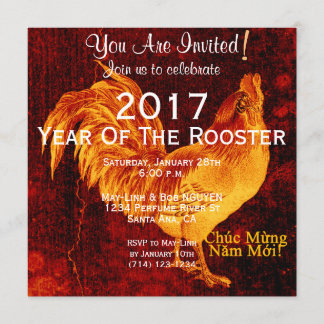 Convite Ano novo vietnamiano 2017 do galo feito sob
