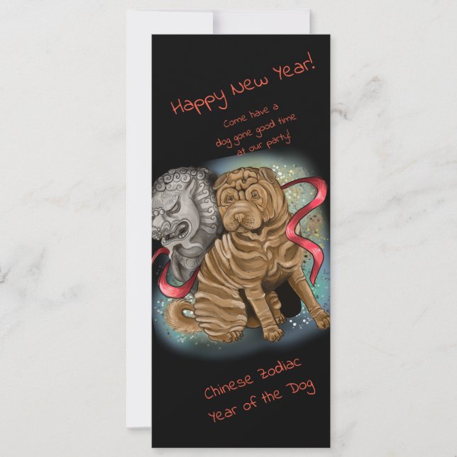 Convite Ano Zodíaco Chinês do Cão (Frente)