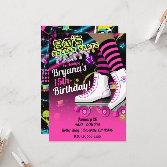 Convite anos 80 do cilindro retrorreflector Skate de naveg (Frente/Verso In Situ)