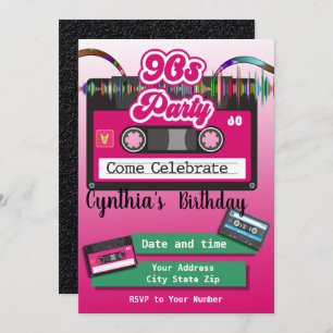 Convite anos 80, fita cassete