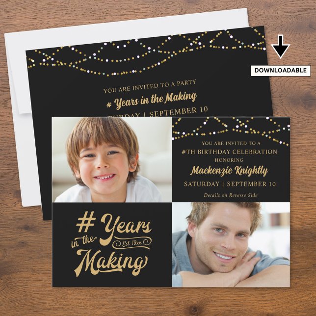 Convite Anos de Aniversário na Cor Personalizada das Fotos (Criador carregado)