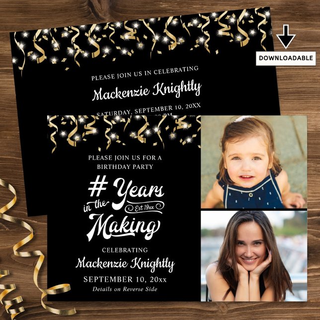 Convite ANOS Dourados DE Aniversário NO FAZER 2 Foto (Criador carregado)