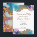 Convite anos fabulosos de folha de ouro aquarela<br><div class="desc">maravilhoso convite de cinquenta anos, com toda a bênção que você pode embrulhar em um estilo elegante. Linda aquarela replica com sotaques falsos de folha de ouro, acoplados a serifa elegante e letra de script. Personalize com suas próprias informações e verifique se há mais itens desta coleção no nosso repositório....</div>