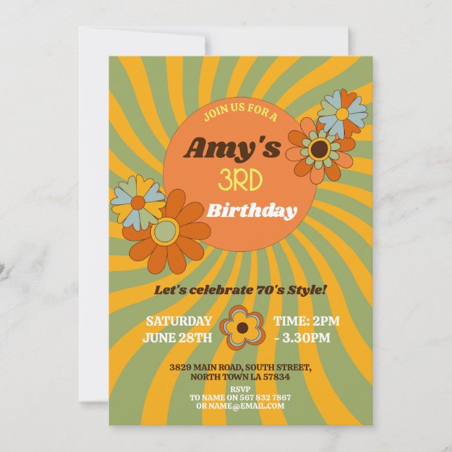 Convite anos setenta da 3ª edição do Pink Girls Retro Vint (Frente)