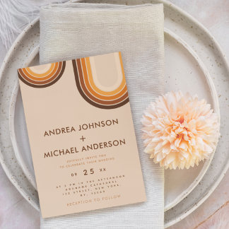 Convite Anos setenta retrorreflectores Rainbow Beige Cream