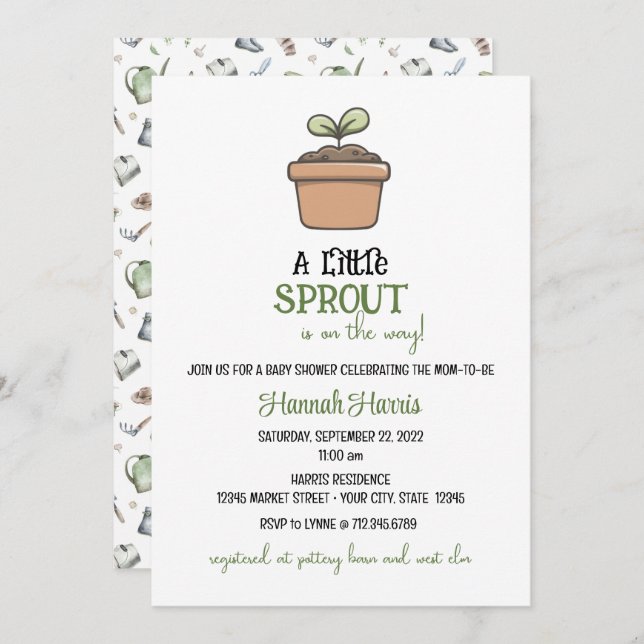 Convite Another Little Sprout on the Way Baby Invitation (Frente/Verso)