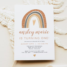 Convite ANSLEY | Boho Burnt Orange Rust Rainbow Birday