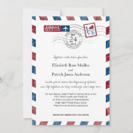 Convite Anterior de Casamento de Correio Aéreo