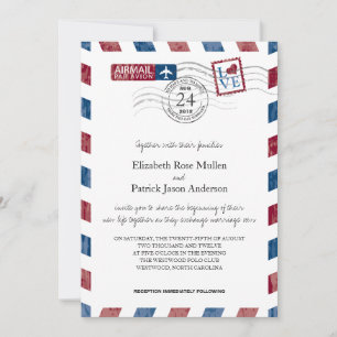 Convite Anterior de Casamento de Correio Aéreo