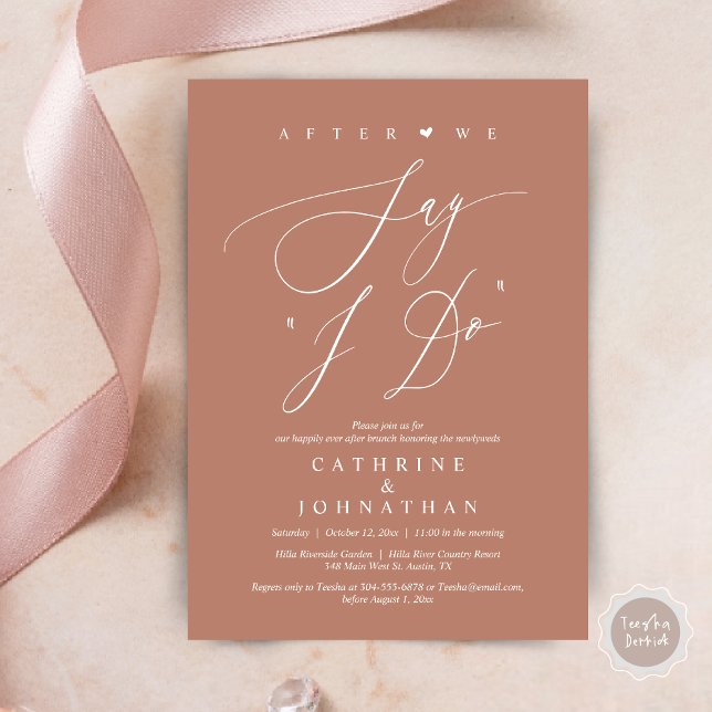 Convite Antes de dizermos "Eu faço", Janto de ensaio de ca (Before we say "I Do", Wedding Brunch Invitation Card, PDF, Modern Romantic, in Terracotta Earthy)