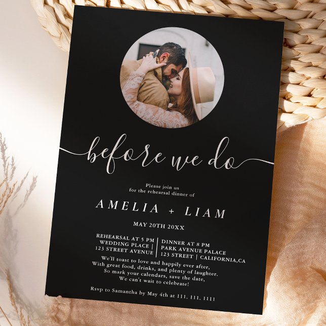 Convite Antes de fazermos o janto de ensaio preto branco (Criador carregado)