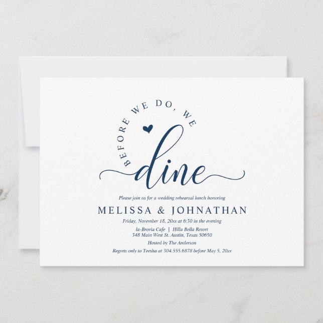 Convite Antes De Feliz Após O Janto De Ensaio De Casamento (Frente)