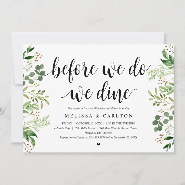 Convite Antes de Nós Fazermos, Nós Jantamos, Vegetação, Ja (Frente)