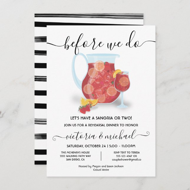 Convite Antes de tomarmos Sangria Cocktail Party (Frente/Verso)