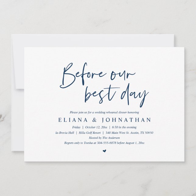 Convite Antes Do Nosso Melhor Dia, Janto De Ensaio De Casa (Frente)