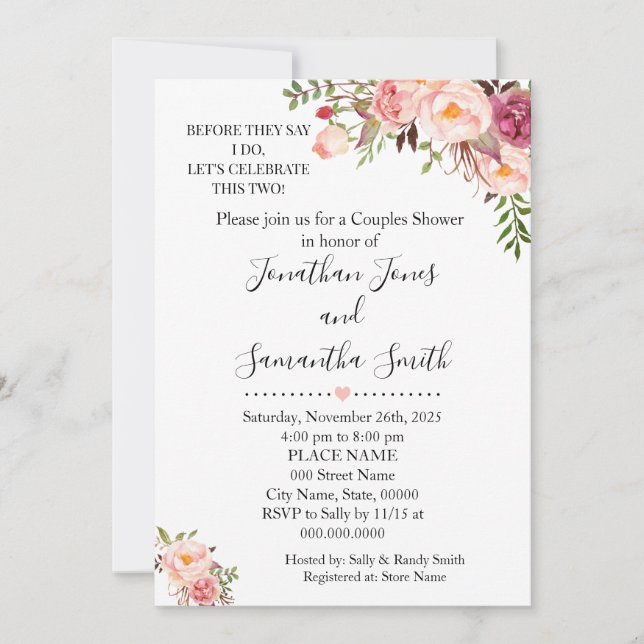 Convite Antes que digam que eu faço casais chá casamento r (Frente)