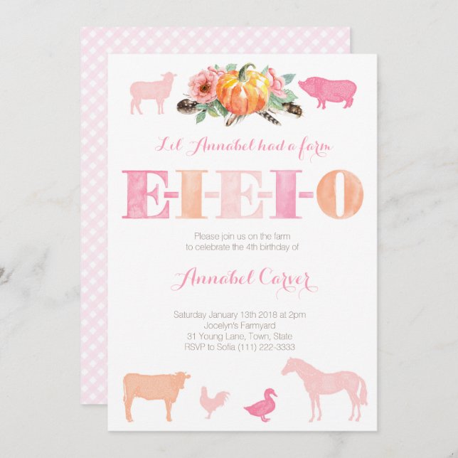 Convite Antiga Festa de aniversário de Fazenda do MacDonal (Frente/Verso)