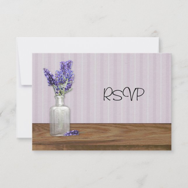 Convite Antiga Garrafa de Casamento de Lavanda RSVP (Frente)